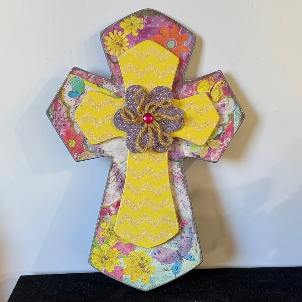 Hobby Lobby Colorful Floral Cross Wall Decor